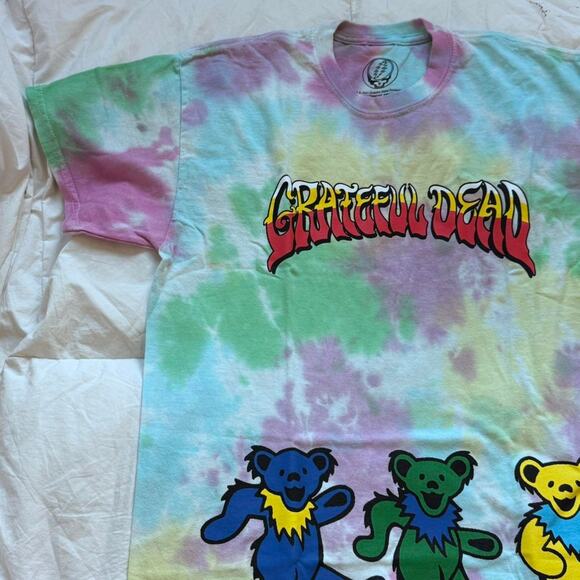 Grateful dead band tee 2021 S dancing bears tie dye cotton casual grunge alt - Picture 4 of 8